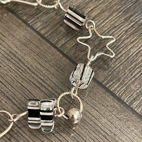 Vintage 2000’s Sterling Silver Stars, Heart & Glass Link Bracelet 7 3/4” approx - Picture 4 of 14